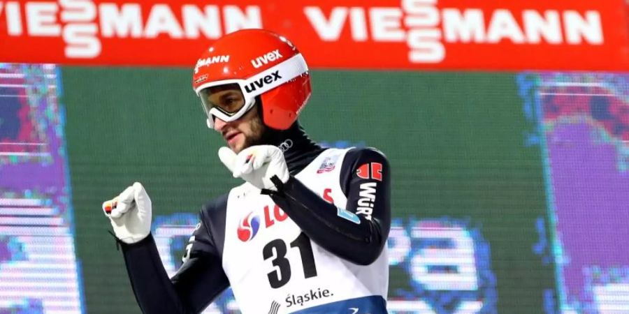 Sprang in Wisla zum Sieg: Marcus Eisenbichler. Foto: Grzegorz Momot/PAP/dpa