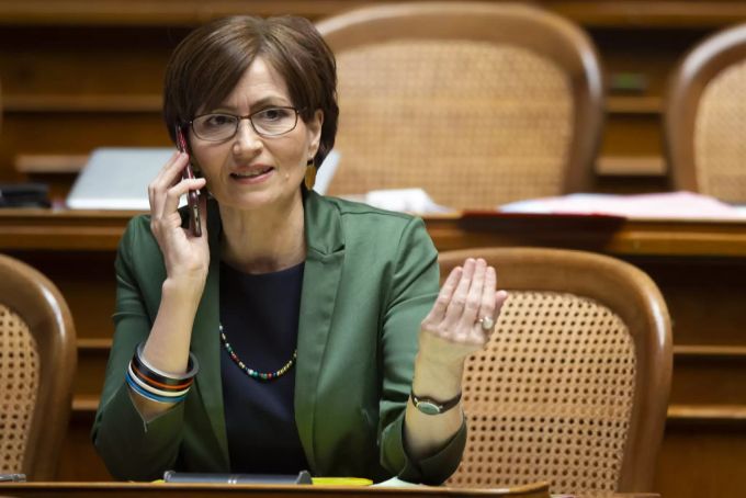 Regula Rytz, ehemalige Präsidentin Grüne Schweiz, nach ihrer Nicht-Wahl als Bundesrätin 2019. Grüne Regula Rytz