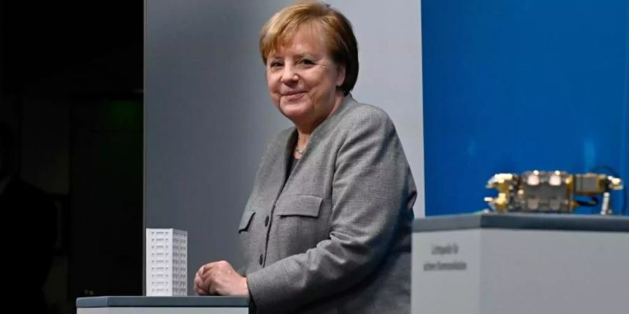 Bundeskanzlerin Angela Merkel beim Online-Digital-Gipfel der Bundesregierung im Kanzleramt. Foto: Tobias Schwarz/AFP Pool/dpa