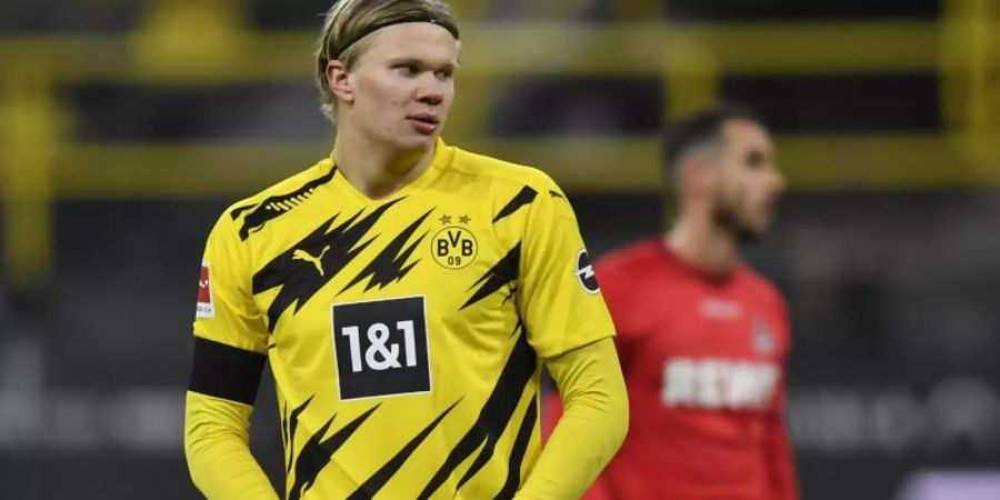 Absolviert seine Reha in Dubai: BVB-Torjäger Erling Haaland. Foto: Martin Meissner/Pool AP/dpa