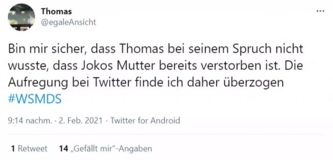 Ein User nimmt Gottschalk in Schutz. gottschalk