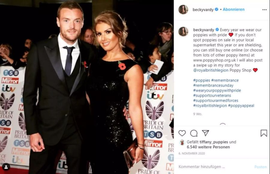 Jamie Vardy und seine Frau Becky. Die 38-Jährige nimmt dieses Jahr an der britischen «Dancing On Ice»-Show teil.