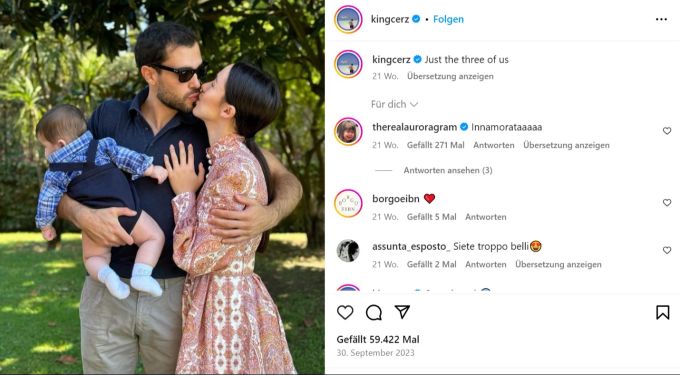 Auch Aurora, die Tochter von Eros Ramazzotti, und ihre kleine Familie trauern um Rodolfo. (Archivbild) Aurora Eros Ramazzotti