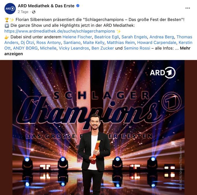 Schlagerfans auf Facebook waren nicht erfreut über so viel Sendezeit für Helene Fischer bei Florian Silbereisen. Silbereisen Fischer