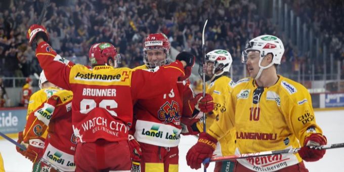 Der EHC Biel feiert gegen Langnau einen Kantersieg. ehc biel