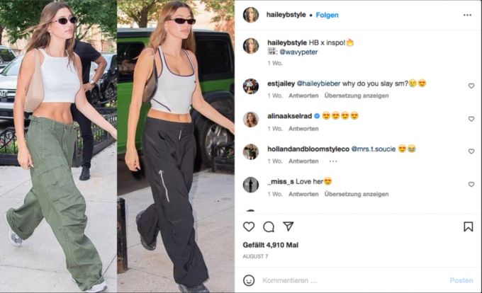 Hailey Bieber im Crop Tanktop. Hailey Bieber