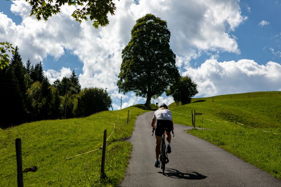 Monika Sattler auf dem Velo