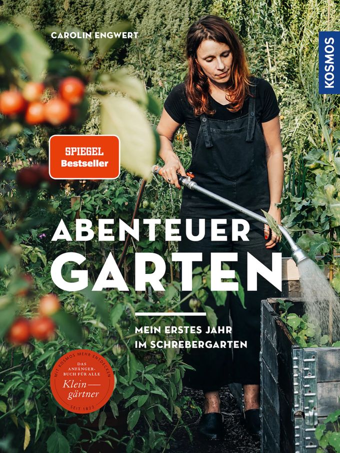 Carolin Engwert: Abenteuer Garten. Mein erstes Jahr im Schrebergarten. 160 Seiten. Kosmos, 2020. ISBN: 9783440164129. Buchcover Frau Garten