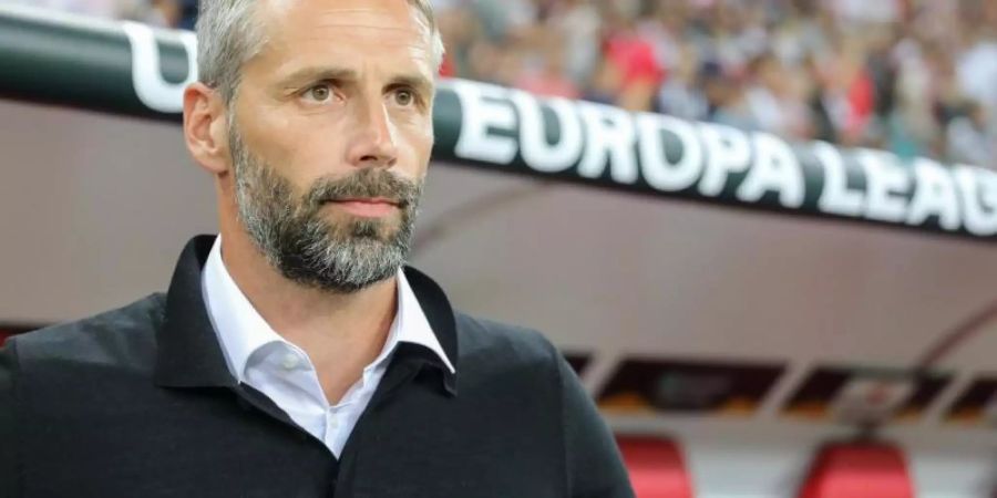 Salzburgs Trainer Marco Rose möchte nicht über seine Zukunft spekulieren. Foto: Jan Woitas/Archiv