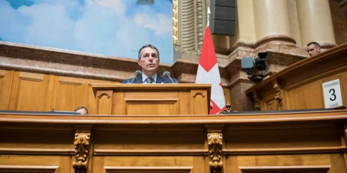Aussenminister Ignazio Cassis im Nationalratssaal. Der Nationalrat bewilligte eine erneute EU Kohäsionsmilliarde. eu kohäsionsmilliarde