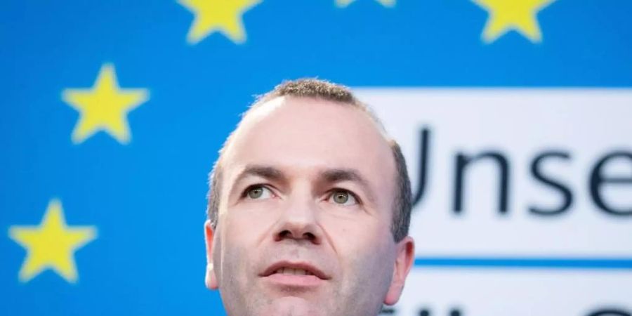 EVP-Spitzenkandidat Manfred Weber Ende März während einer Pressekonferenz in Berlin. Foto: Kay Nietfeld
