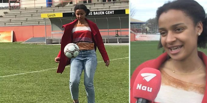 Sarah Akanji spielt leidenschaftlich gerne Fussball und wünscht sich unter anderem von SRF mehr Aufmerksamkeit für den Frauen-Fussball. SRF