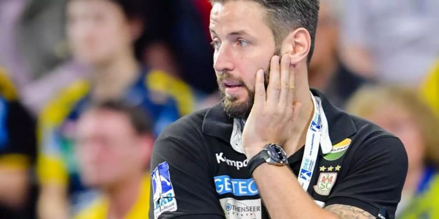Mit Magdeburgs Handballern weiter in der Erfolgsspur: SC-Coach Bennet Wiegert. Photo: Uwe Anspach Foto: Uwe Anspach