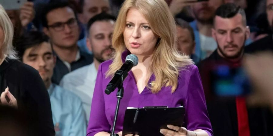 Zuzana Caputova hält ihre Siegesrede