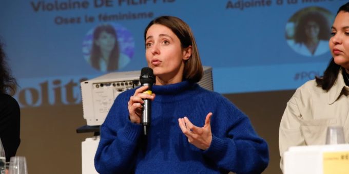 Sophie Binet, Generalsekretärin der Gewerkschaft der Ingenieure, Manager und Techniker, spricht an einer Medienkonferenz. sophie binet