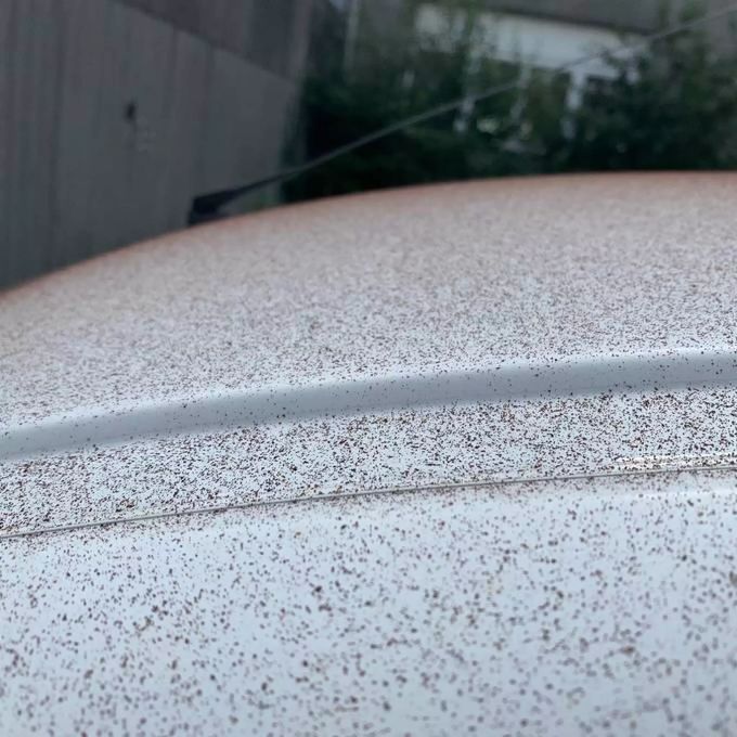 Dieses Bild postete ein Twitter-User, nachdem er sein Auto schokoladenüberzogen vorgefunden hatte. Olten Lindt