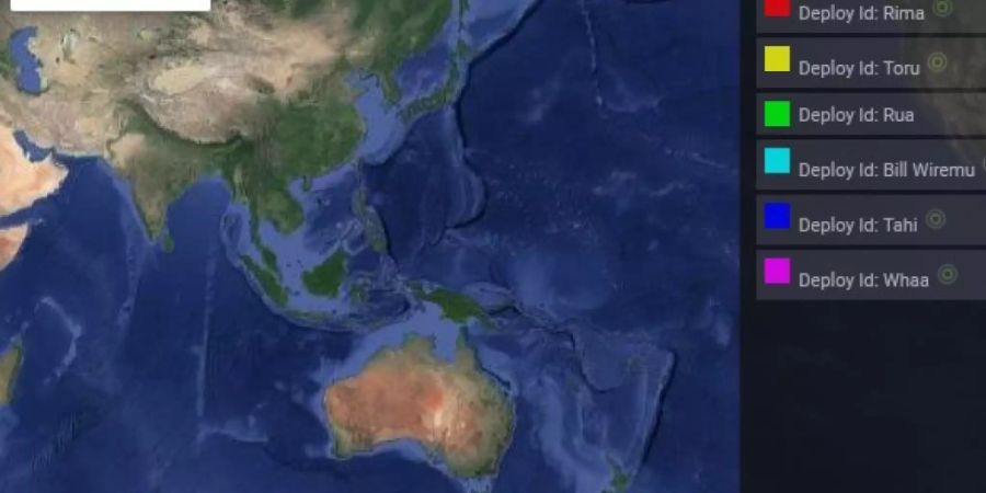 Routen von sechs Walen können im Internet unter https://www.tohoravoyages.ac.nz/tracks-of-the-tohora/ verfolgt werden. Wider erwarten schwammen zunächst alle nach Süden, inzwischen sind sie aber Richtung wärmere Gefilde abgebogen. (Screenshot)