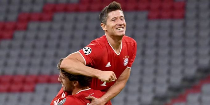 Robert Lewandowski (Bayern München) jubelt. Robert Lewandowski Bayern München