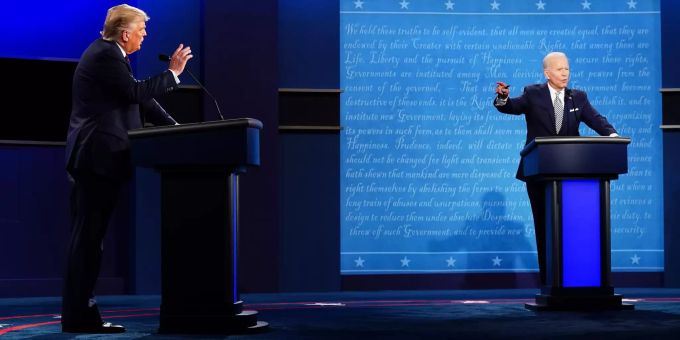 Donald Trump und Joe Biden an der ersten TV-Debatte. Donald Trump Joe Biden