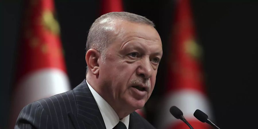 HANDOUT - Recep Tayyip Erdogan, Präsident der Türkei, zeigt sich im Erdgasstreit mit Griechenland trotz neuer deutscher Vermittlungsversuche unnachgiebig. Foto: --/Turkish Presidency/ AP Pool/dpa - ACHTUNG: Nur zur redaktionellen Verwendung und nur mit vollständiger Nennung des vorstehenden Credits