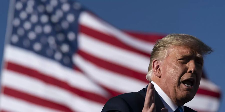 US-Präsident Donald Trump spricht bei einer Wahlkampfkundgebung auf dem Flughafen von Carson City im US-Bundesstaat Nevada. Foto: Alex Brandon/AP/dpa