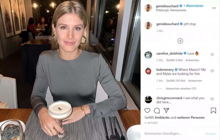 Eugenie Bouchard während ihrem angeblichen Treffen mit Mason Rudolph.