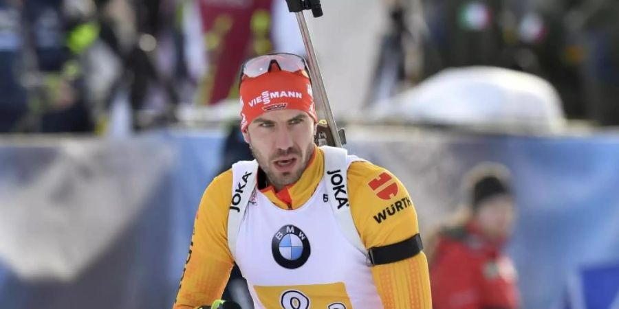 Arnd Peiffer kam beim Massenstartrennen in Frankreich als Siebter ins Ziel. Foto: Kerstin Joensson/AP/dpa