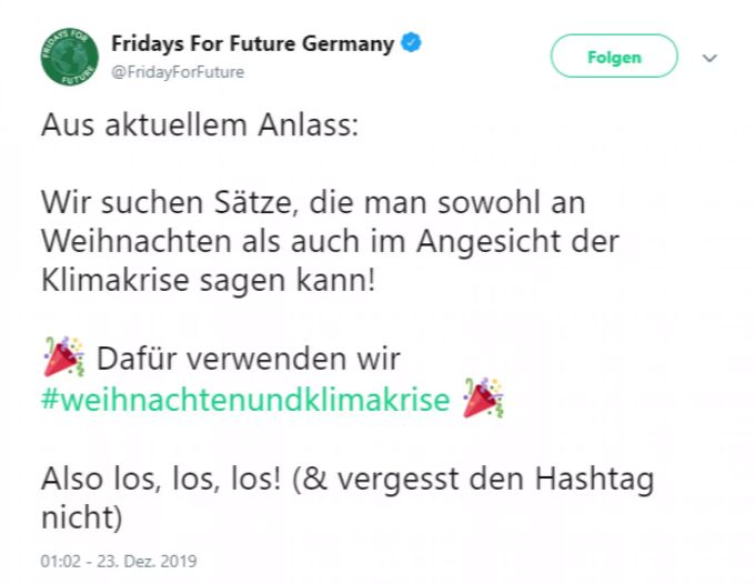 Aufruf von Fridays for Future. fff