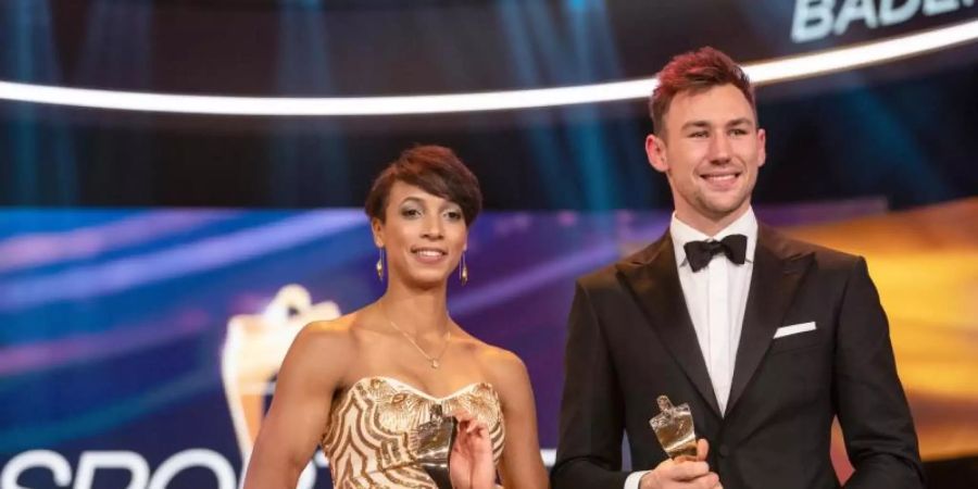 Malaika Mihambo und Niklas Kaul bei der Gala «Sportler des Jahres». Foto: Patrick Seeger/dpa