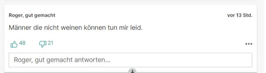 Auch dieser User ist mit Roger Federer einverstanden.