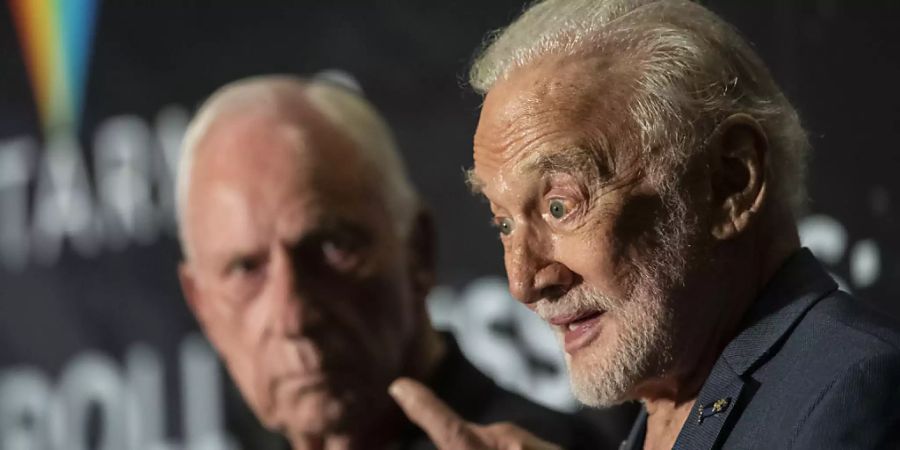 Buzz Aldrin erinnert sich an einem Medienanlass zum Auftakt des Starmus_Festival an seine Erlebnisse während der Apollo 11-Mission.