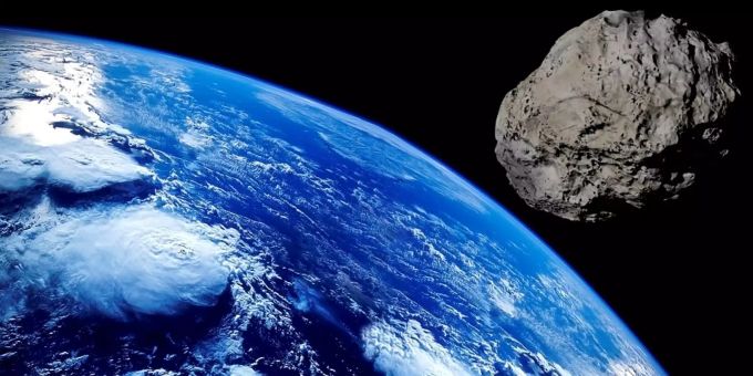 Die grafische Darstellung zeigt ein Asteroid, der auf die Erde zusteuert. (Symbolbild) raumsonde