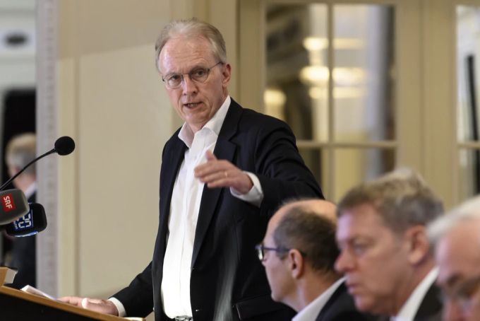 Der abtretende SGV-Direktor Hans-Ulrich Bigler bei einer Medienkonferenz im Januar 2022. SGV Bigler Henrique Schneider