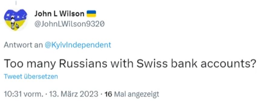 «Gibt es zu viele Russen mit Schweizer Bankkonten?», fragt ein weiterer Nutzer.