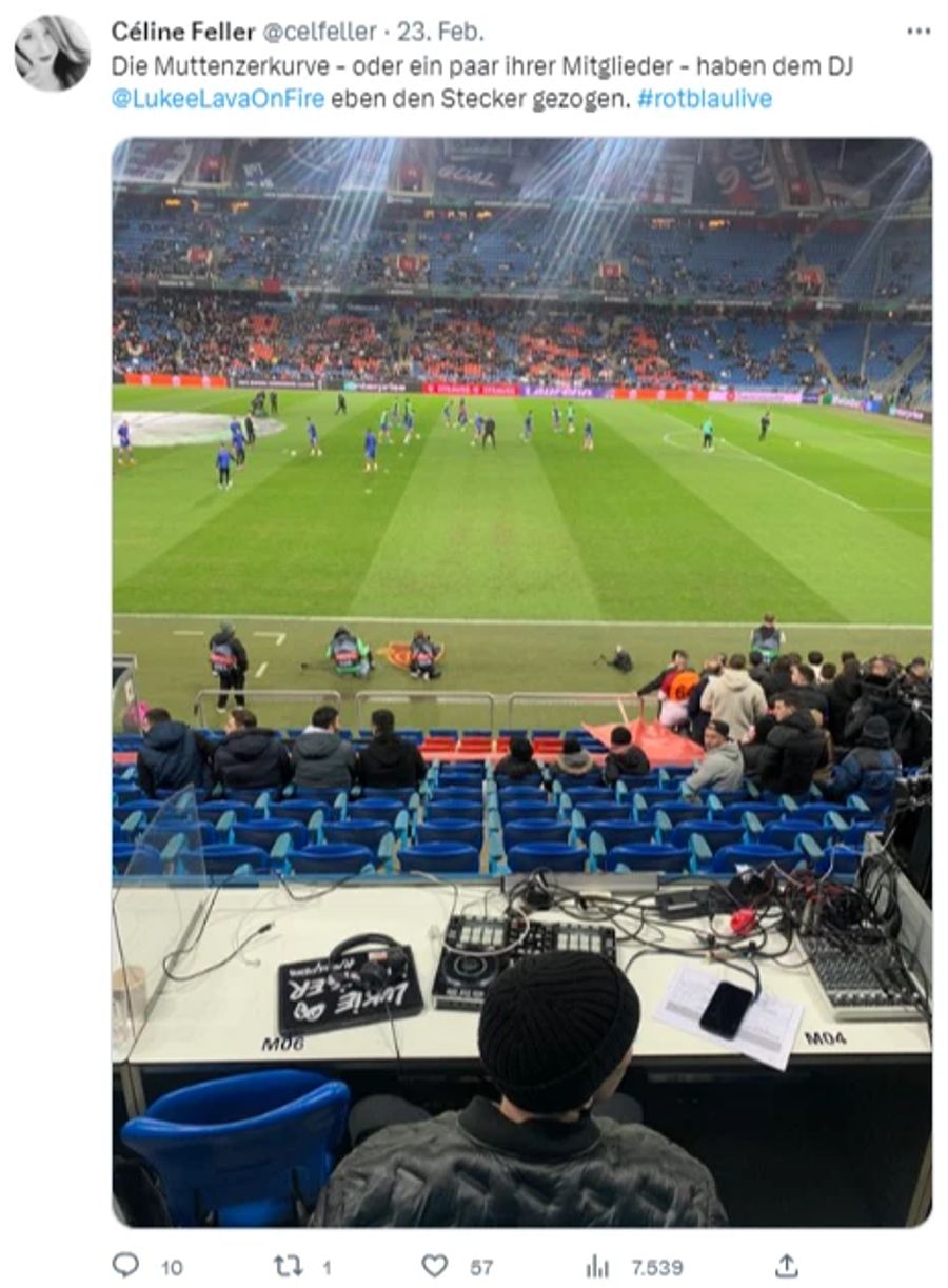 Céline Feller (BZ-Journalistin) teilt ein Foto nach der Fan-Aktion beim Spiel FCB - Trabzonspor.