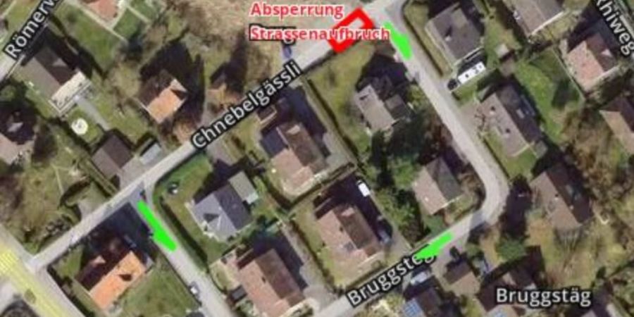 Absperrung - Strassenabschnitt im Chnebelgässli