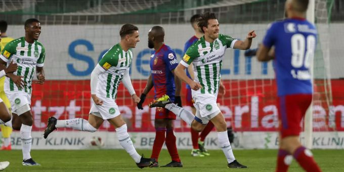 Lukas Görtler (FC St.Gallen) feiert sein Tor zum 1:0 gegen den FC Basel. FC Basel FC St.Gallen