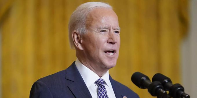 Joe Biden, Präsident der USA, spricht aus dem East Room im Weissen Haus, während er an der virtuellen Münchner Sicherheitskonferenz teilnimmt. Foto: Patrick Semansky/AP/dpa Joe Biden, Präsident der USA, spricht aus dem East Room im Weissen Haus, während er an der virtuellen Münchner Sicherheitskonferenz teilnimmt. Foto: Patrick Semansky/AP/dpa