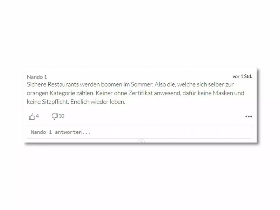 Dieser User freut sich darauf, «endlich wieder leben» zu können.