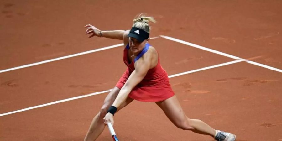 Angelique Kerber unterlag Petra Kvitova in zwei Sätzen. Foto: Thomas Kienzle/AFP-Pool/dpa
