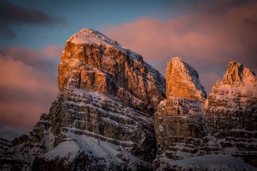 Dolomiten Gipfel Berg Sonnenuntergang Alpenglühen