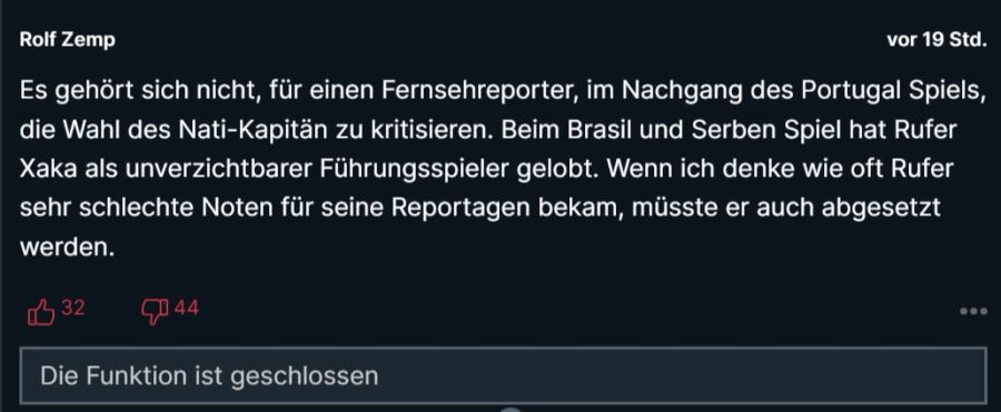 Nicht alle Nau.ch-Leser findet Ruefers Kritik an Xhaka angebracht.