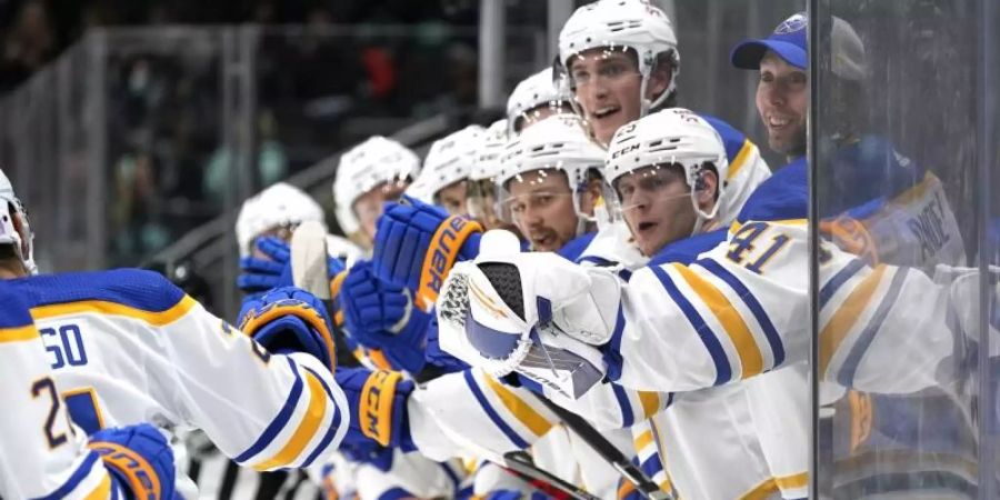Die Seattle Kraken feierten in der NHL ihren nächsten Sieg. Foto: Elaine Thompson/AP/dpa