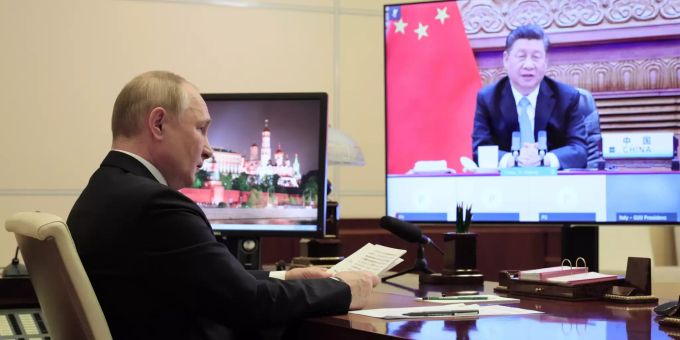 Der russische Präsident Wladimir Putin nimmt online am G20-Gipfel teil. Russia G20 Summit