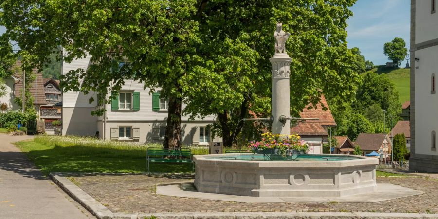 Der Dorfbrunnen auf dem Dorfplatz in Gais (AR).