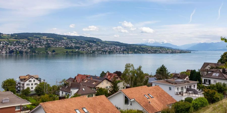 Aussicht über den Zürichsee vom Spielplatz Platte in Thalwil.