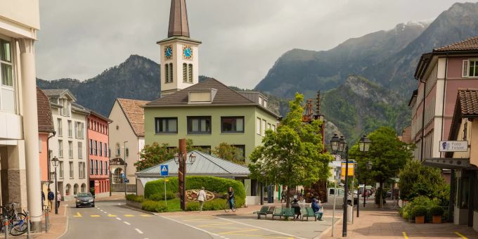 Platz in Bad Ragaz im Kanton St. Gallen. Platz in Bad Ragaz im Kanton St. Gallen.