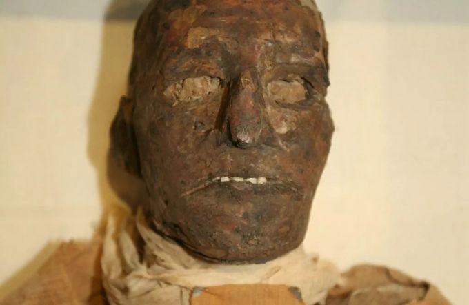 Ausgestellte Mumie vom Ramses III. in Kairo, 2006. Mumie