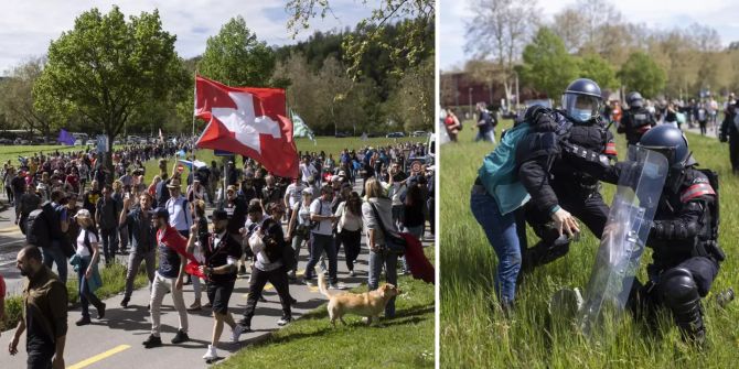 Demonstranten in Aarau