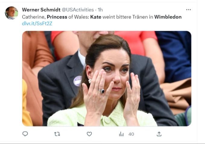 Prinzessin Kate war beim grossen Frauen-Finale in Wimbledon ganz emotional. Prinzessin Kate